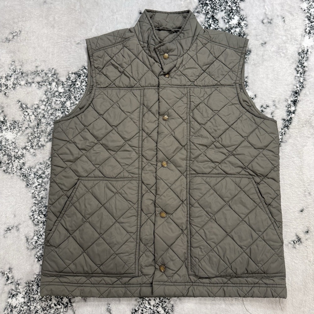 C.C. Filson Co. Quilted Vest Mens L Olive Green Snap Front Lightweight Outdoors